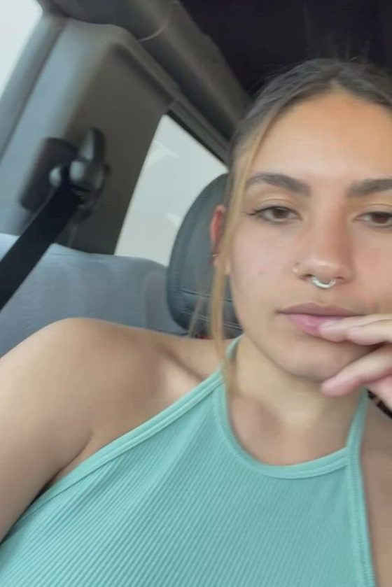 Sexy and Funny Sexy Girl (Karina Hart) With Huge Boobs Bouncing in the Car  on Make a GIF