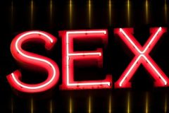 the word "Sex" with red white neon color
