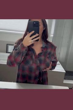 big tits selfie with flannel shirt