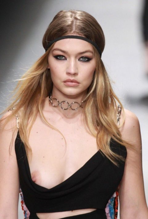 celebrity oops! Gigi Hadid nip slip on runway 1